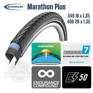 Schwalbe Marathon Plus 16/20 Inches Wired Tire. Smart Guard Protection Level 7