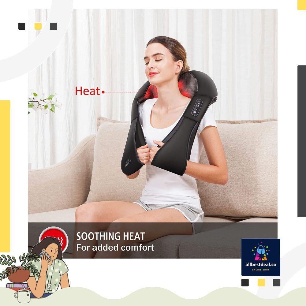 Snailax Cordless Portable Shiatsu Neck Back Shoulder Massager with