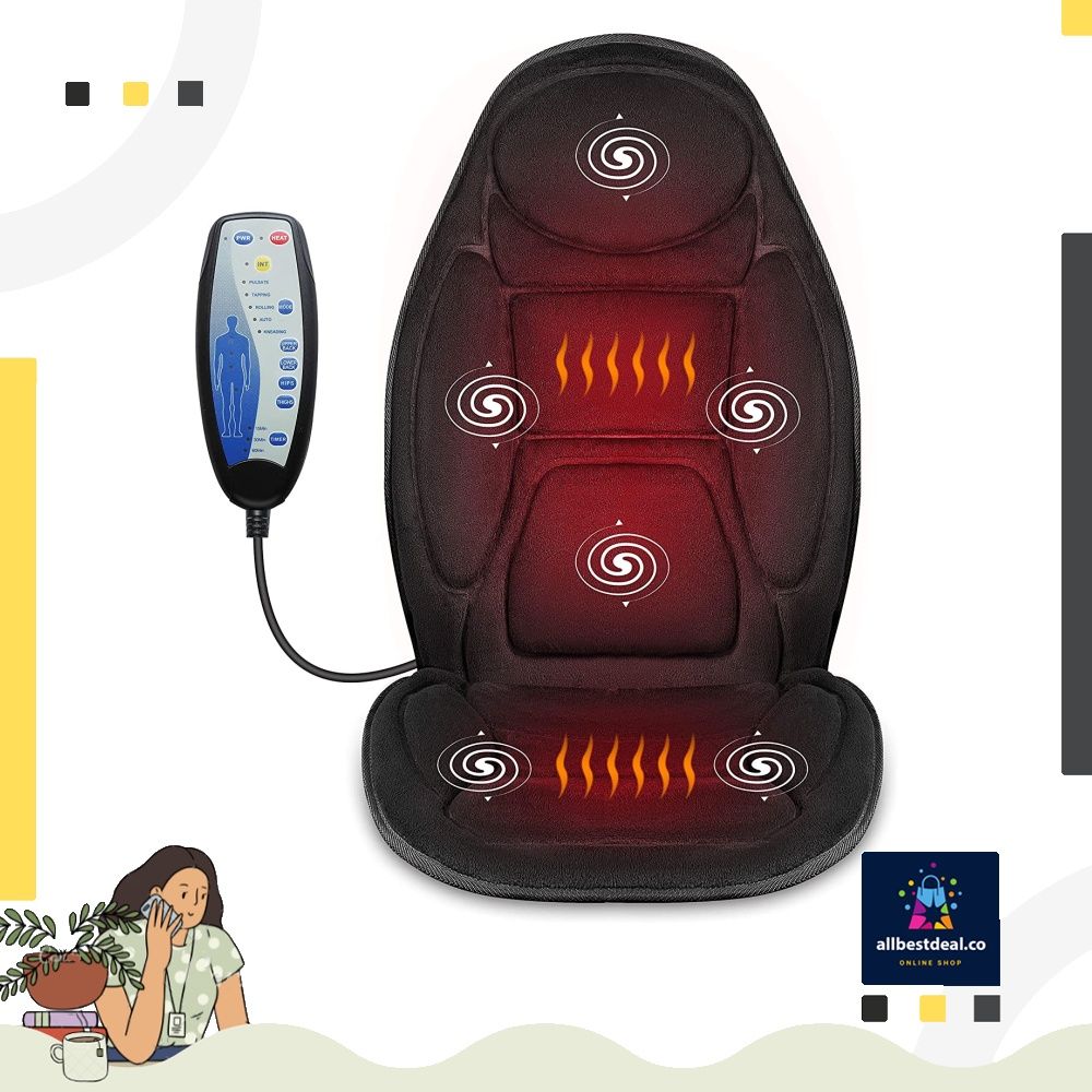 Snailax Vibration Massage Seat Cushion with Heat Back Massager