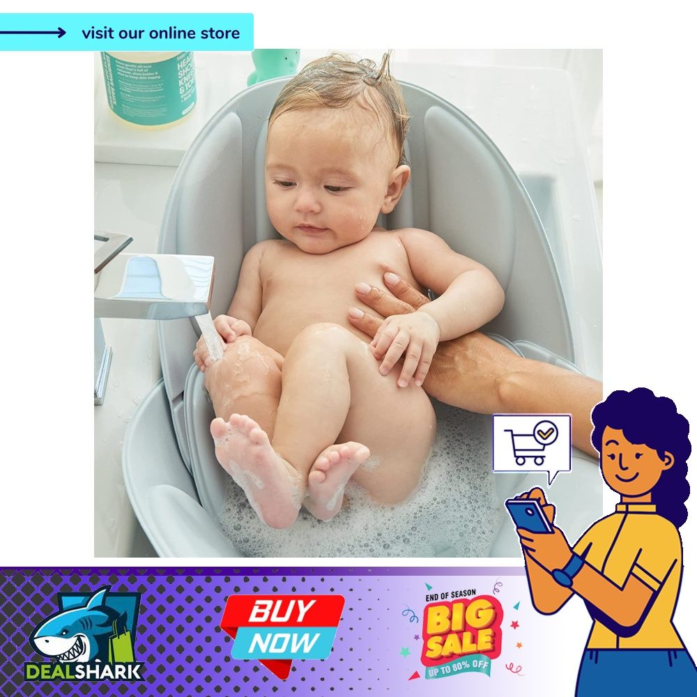 Frida Baby Soft Sink Baby Bath|Easy to Clean Baby Bathtub + Bath Cushion  That Supports Baby's Head
