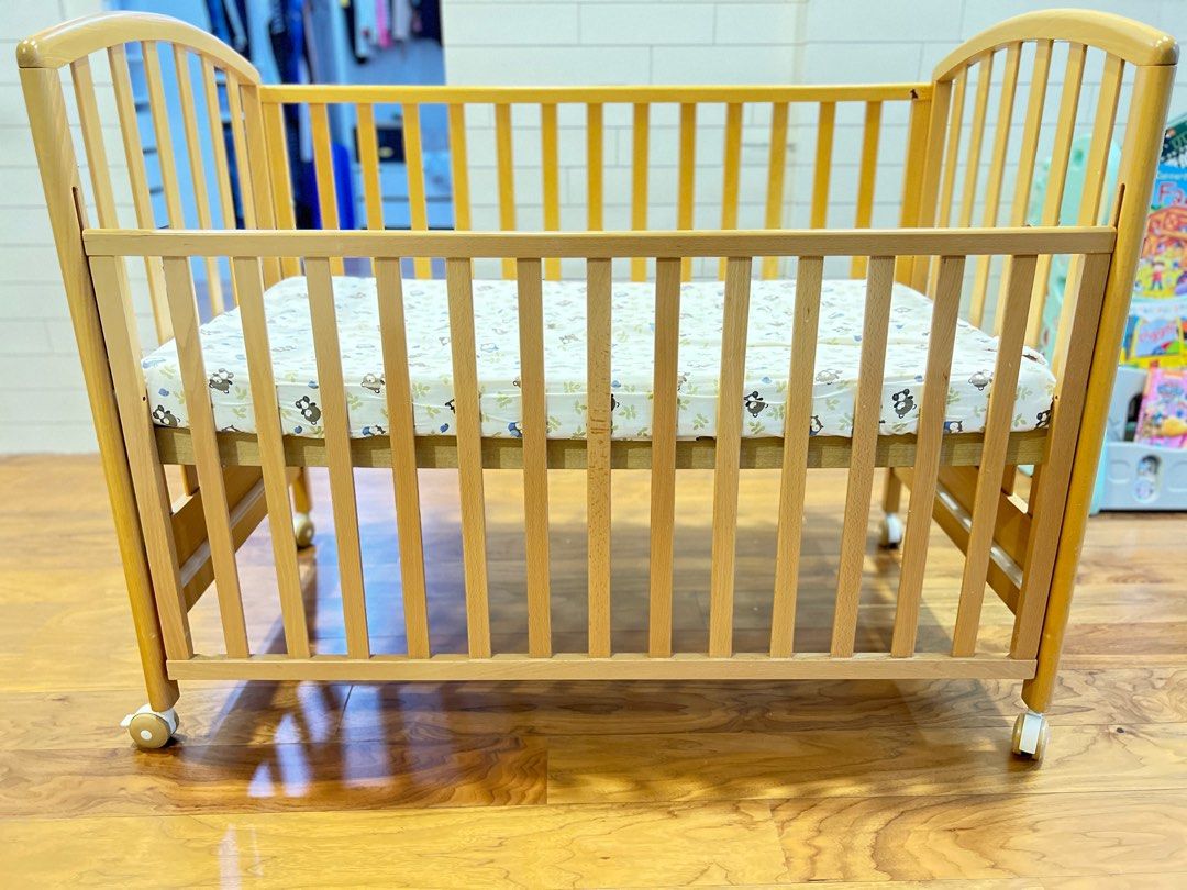 Solid wood Baby cot with wheels, Babies & Kids, Baby Nursery & Kids ...