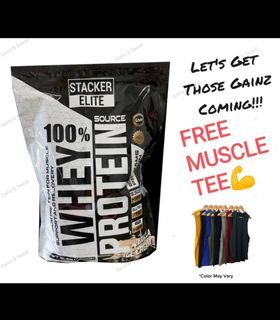 Stacker Elite Whey Protein 5lbs w/ FREE Muscle Tee