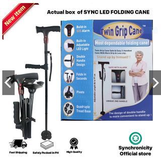 SYNCH Foldable Cane - Folding Walking Stick for Men Unisex - Collapsible, Lightweight, Adjustable