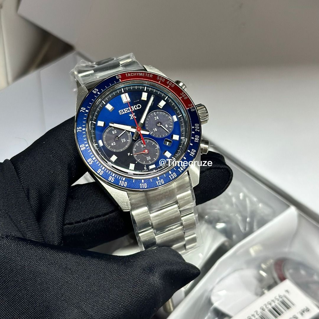 Seiko solar chronograph pepsi sale