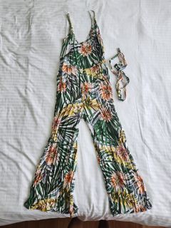 Tropical Summer Backless Jumpsuit Romper