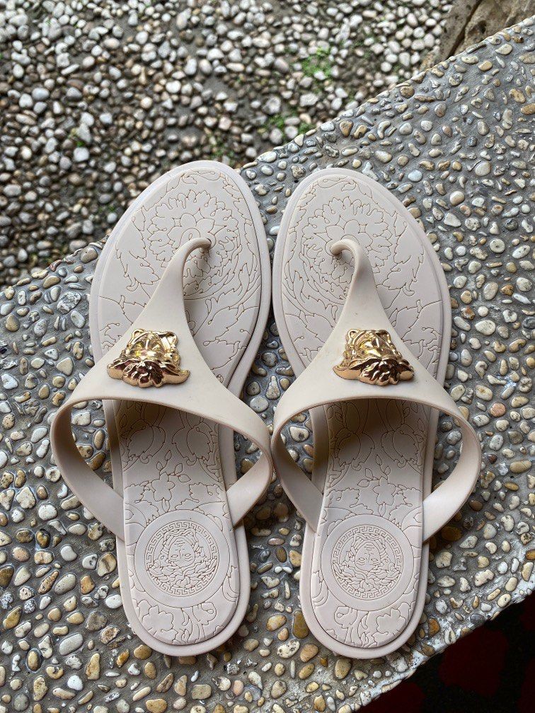 Super Sale Versace medusa jelly flats in nude Women s Fashion