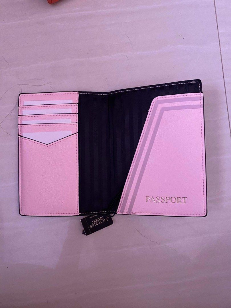 Victoria's Secret Passport Cover Holder Red Black Lazer Pink Signature  Stripe