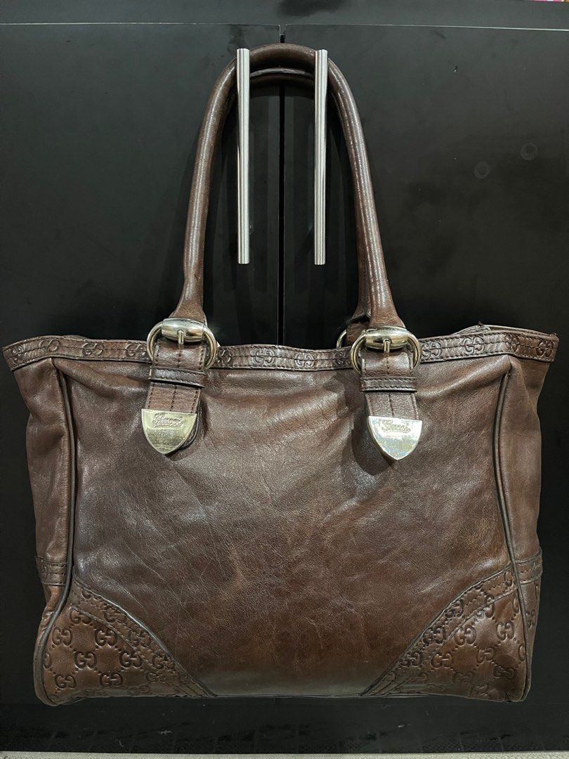 Gucci large leather tote top