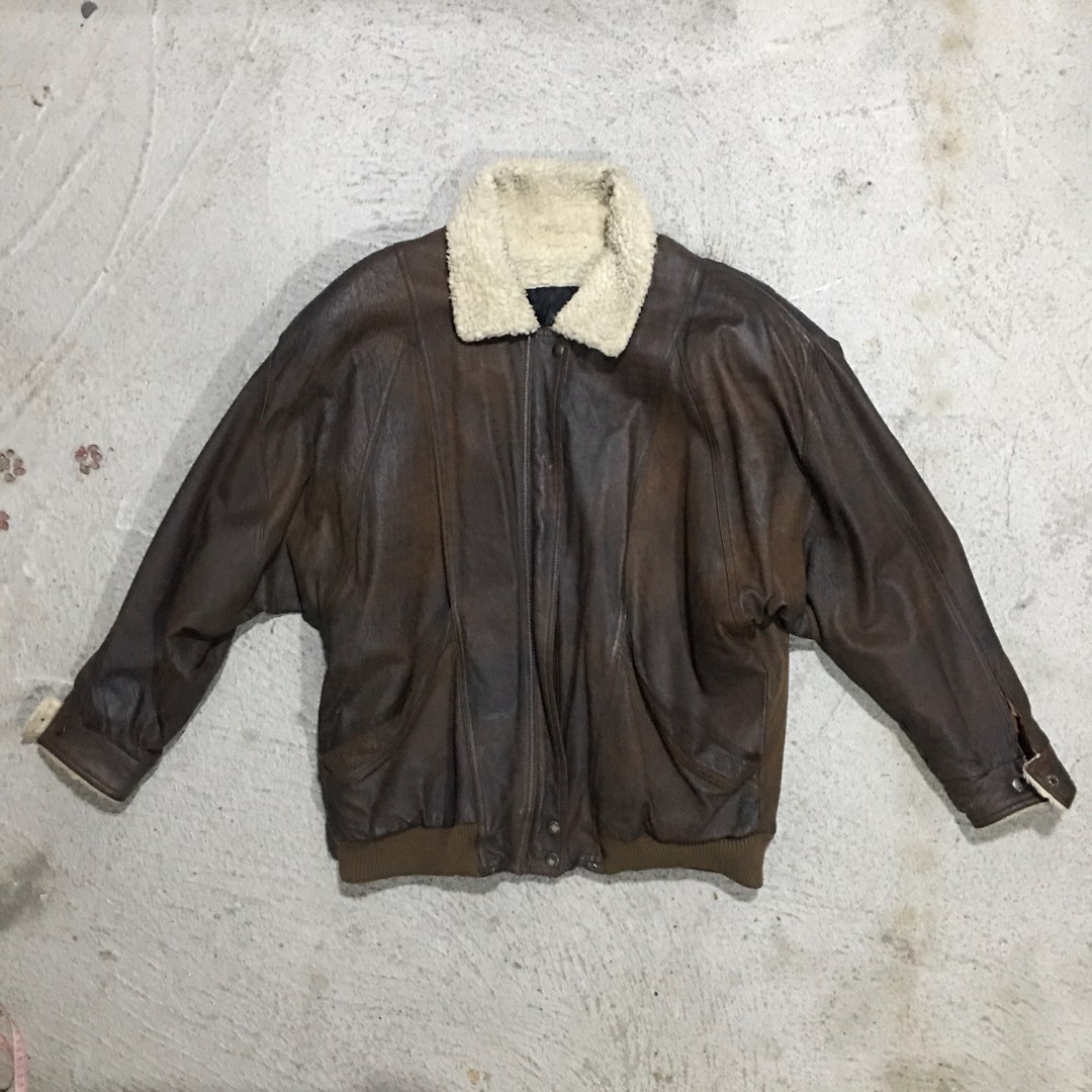 Vintage Military Leather Bomber Jacket on Carousell