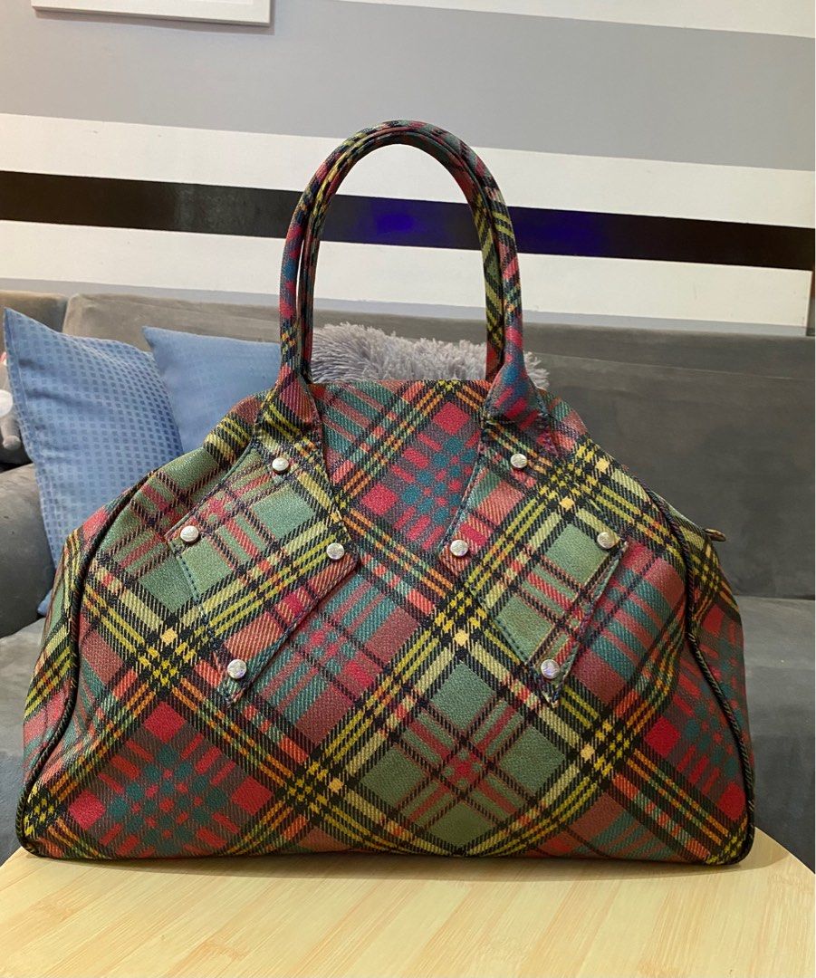 RARE VINTAGE VIVIENE WESTWOOD TARTAN DERBY YASMINE BAG LARGE