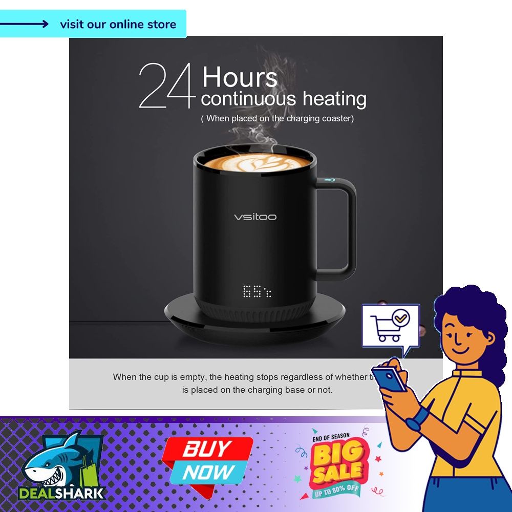 Home Office Desk with Two Temperature Settings Coffee Mug Warmer