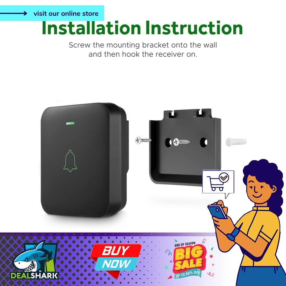 Wireless Door Bell, AVANTEK BA11 Waterproof Battery Operated Doorbell