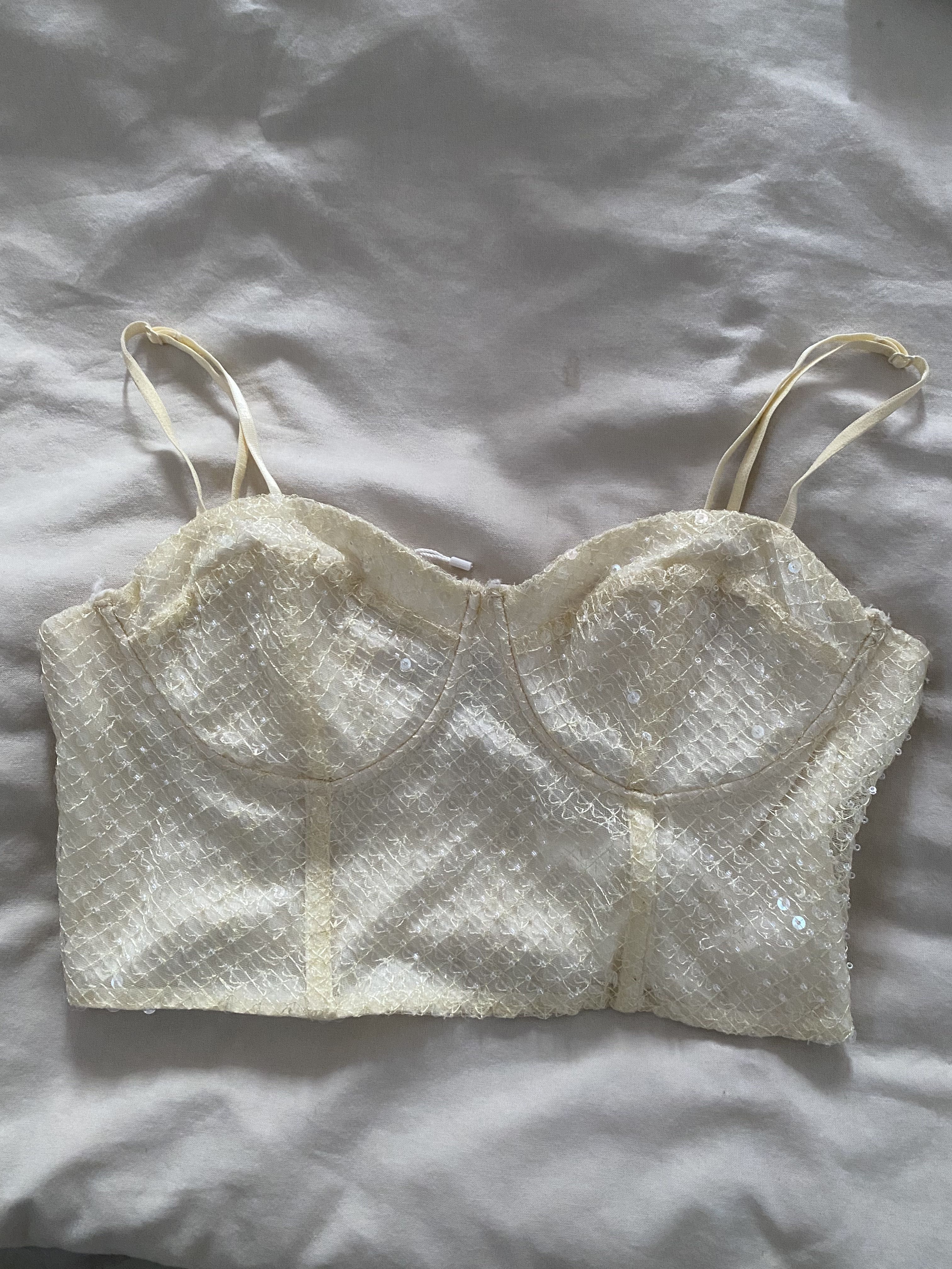 Zara sequin corset top, Women's Fashion, Tops, Sleeveless on Carousell