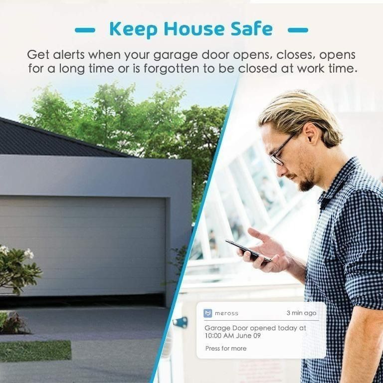 3517) MEROSS SMART WIFI GARAGE DOOR OPENER REMOTE APP CONTROL, COMPATIBLE WITH ALEXA, GOOGLE