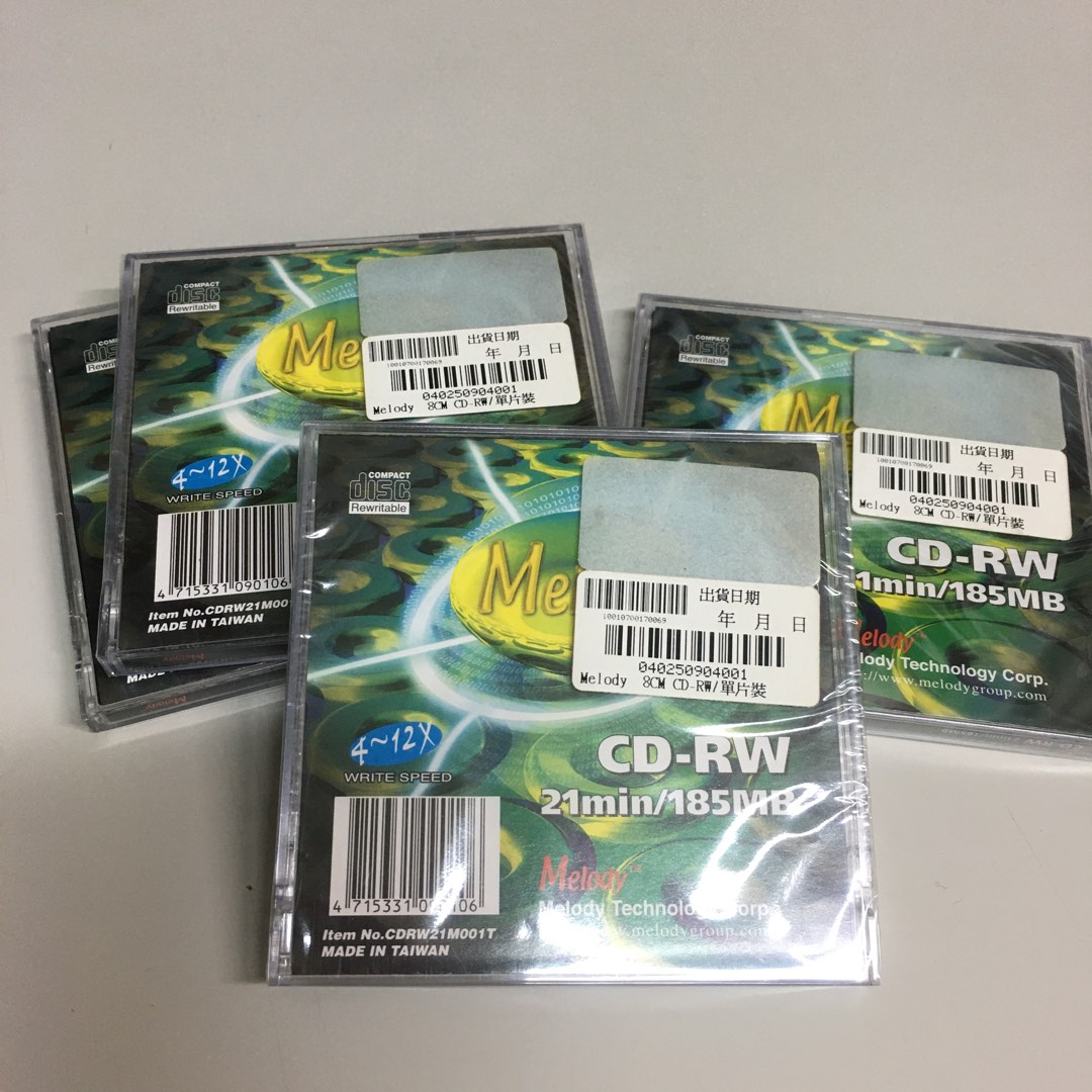 可重複燒錄 光碟片 8公分 CD-RW單片裝 共4片, 電腦及科技產品, 電腦周邊產品, 硬碟及儲存裝置在旋轉拍賣