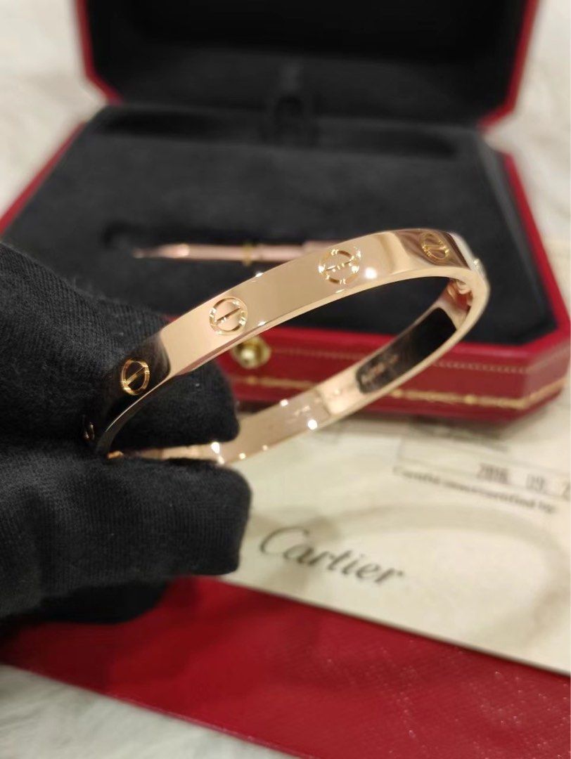 Authentic Cartier Love Bracelet Bangle Thick Rose Gold Size 16