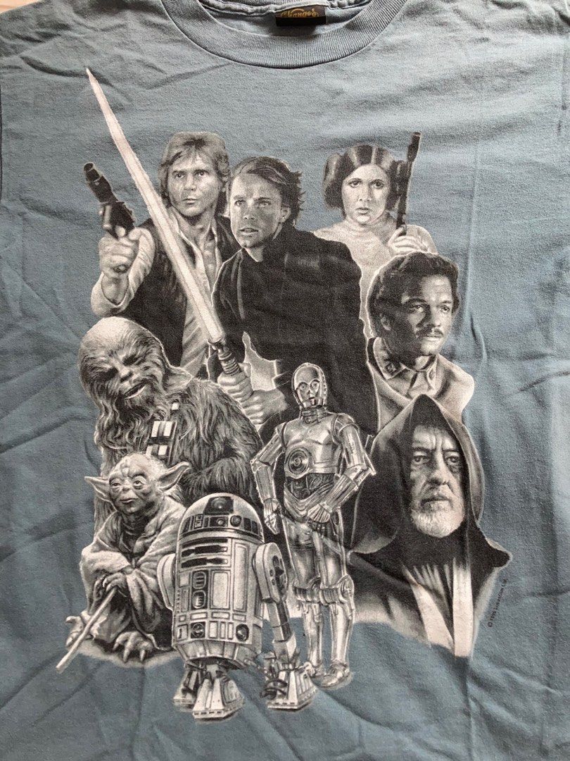 Vintage 1995 Star Wars T Shirt M Skywalker C 3PO R2 D2 Yoda Han Solo Chewbacca Tee movie T shirt