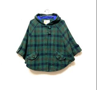 a la sha造型經典格紋毛呢斗篷 8-9成新