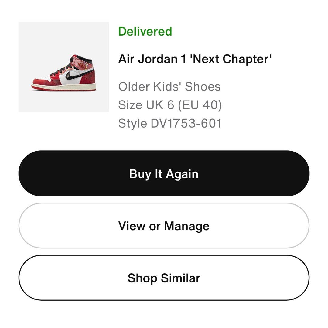 AIR JORDAN 1 NEXT CHAPTER SPIDERMAN UK 6 OLDER KIDS