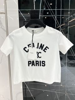 Celine brand croptop shirt🔥, Luxury, Apparel on Carousell