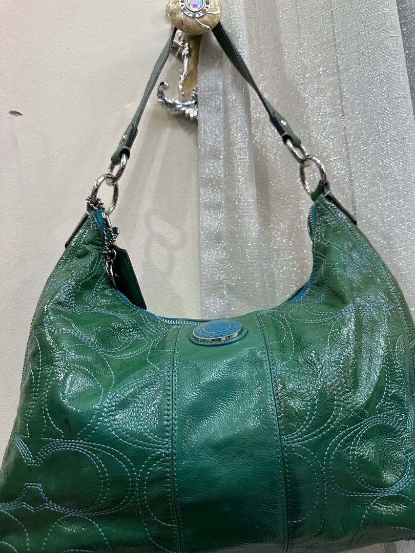 Authentic COACH green handbag, Luxury, Bags & Wallets on Carousell