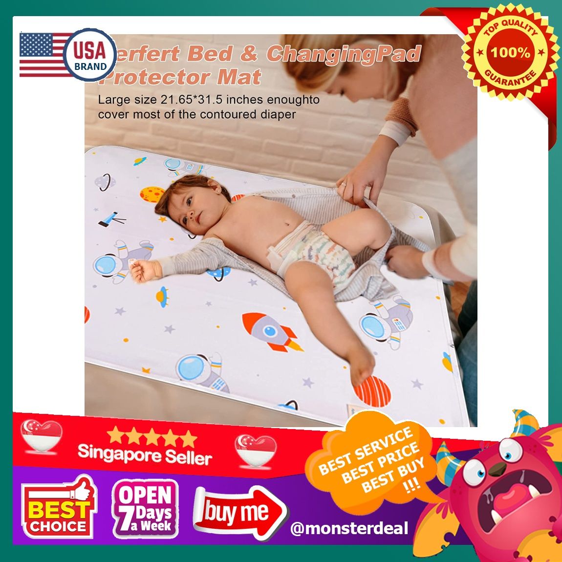 Baby Portable Changing Pad Waterproof Diaper Changing Mat Travel 3 Pack  Washable Mattress Pad Reusable Under Pads Changing Pad Liners 22 x 27.5