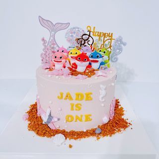 Baby shark cake/customcake/knock knock cake/money pulling cake