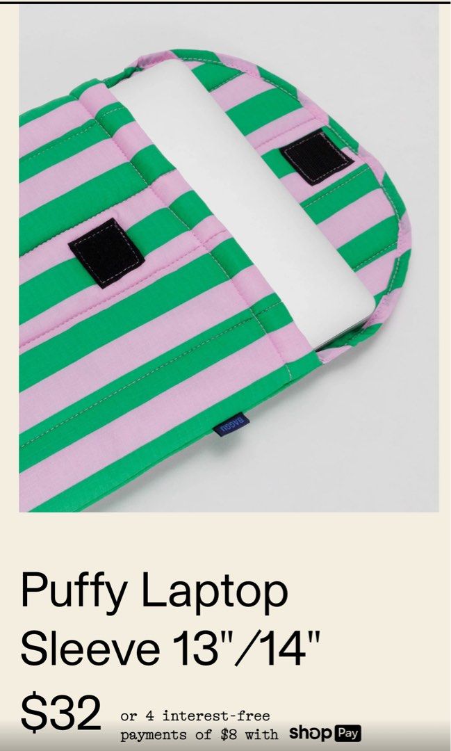 Baggu Puffy Laptop Sleeve 13"/14", Computers & Tech, Parts