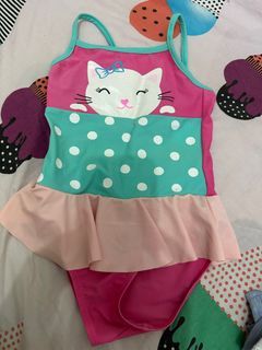 Baju renanng swimsuit pink kucing lucu