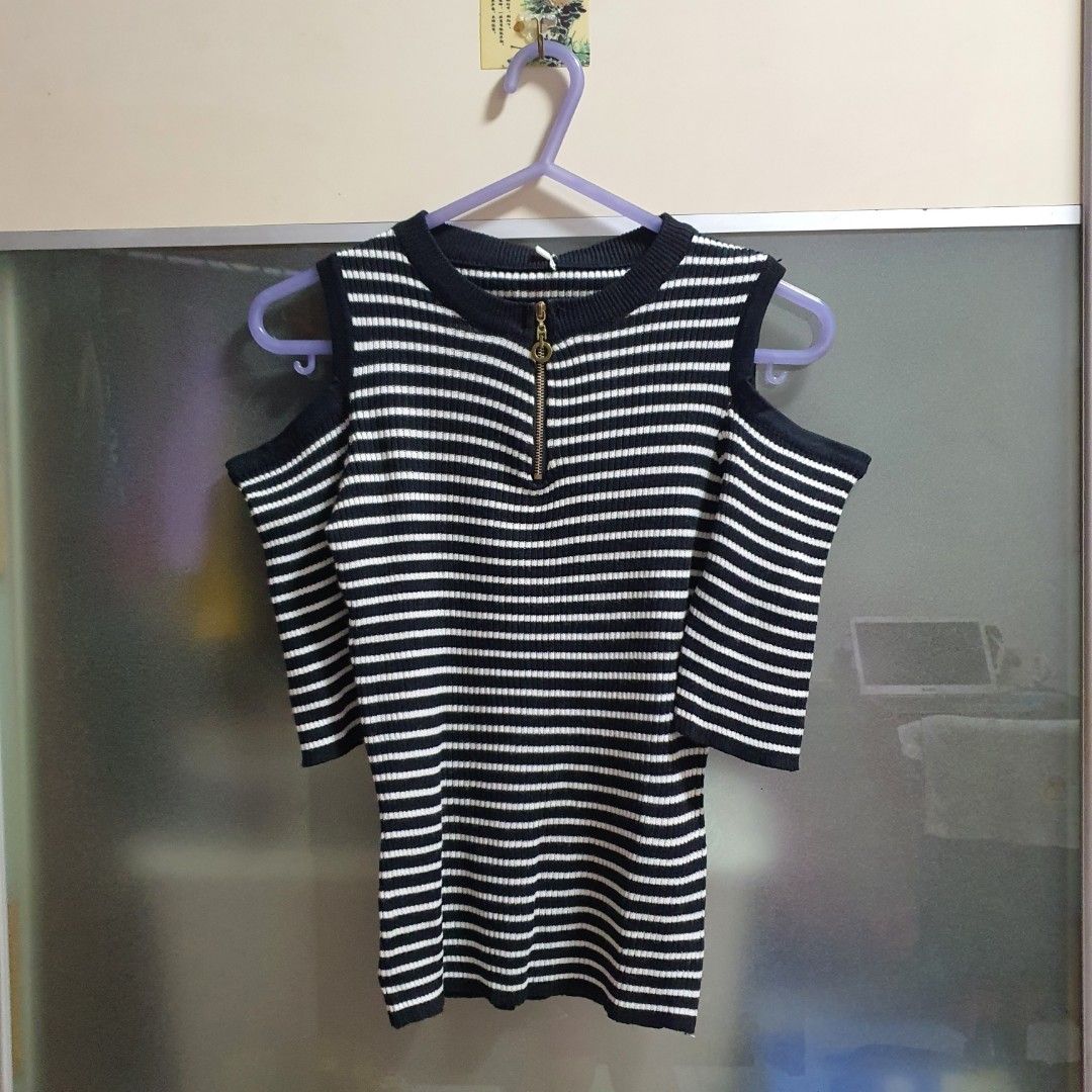 Haut Femme Parker Rayures Noires Et Blanches - Taille M - Occasion Très Bon état