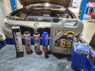 BMW F34 Servicing Using 5W40, Oil Filter, Liqui Moly 3IN1 Oil Additive, Injection Cleaner, Engine Flush Plus, Liqui Moly Ceratec, Change Front, Rear Original Brake Pads, Brake Discs & Sensors