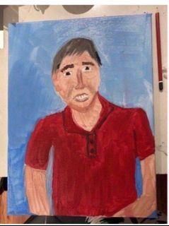 Boy In the red shirt painting