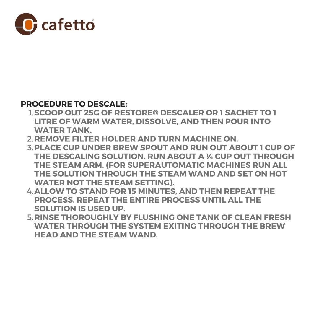 Cafetto Restore Descaler Organic & Biodegradable Espresso Machine