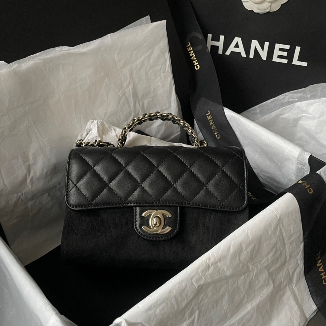 Chanel 23a mini top handle crystal classic Flap Bag, Luxury, Bags & Wallets  on Carousell