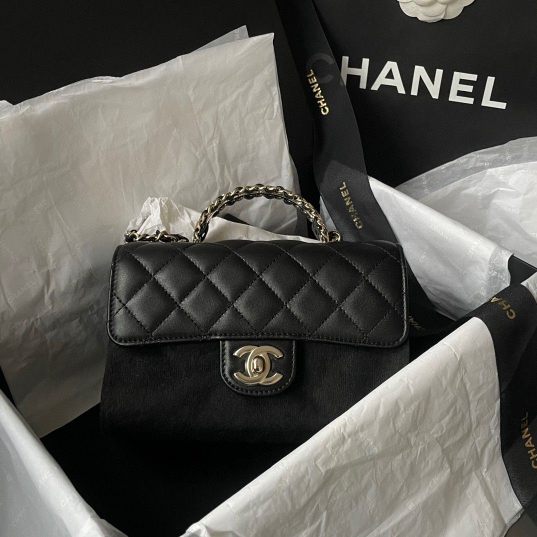 Chanel 23a mini top handle crystal classic Flap Bag