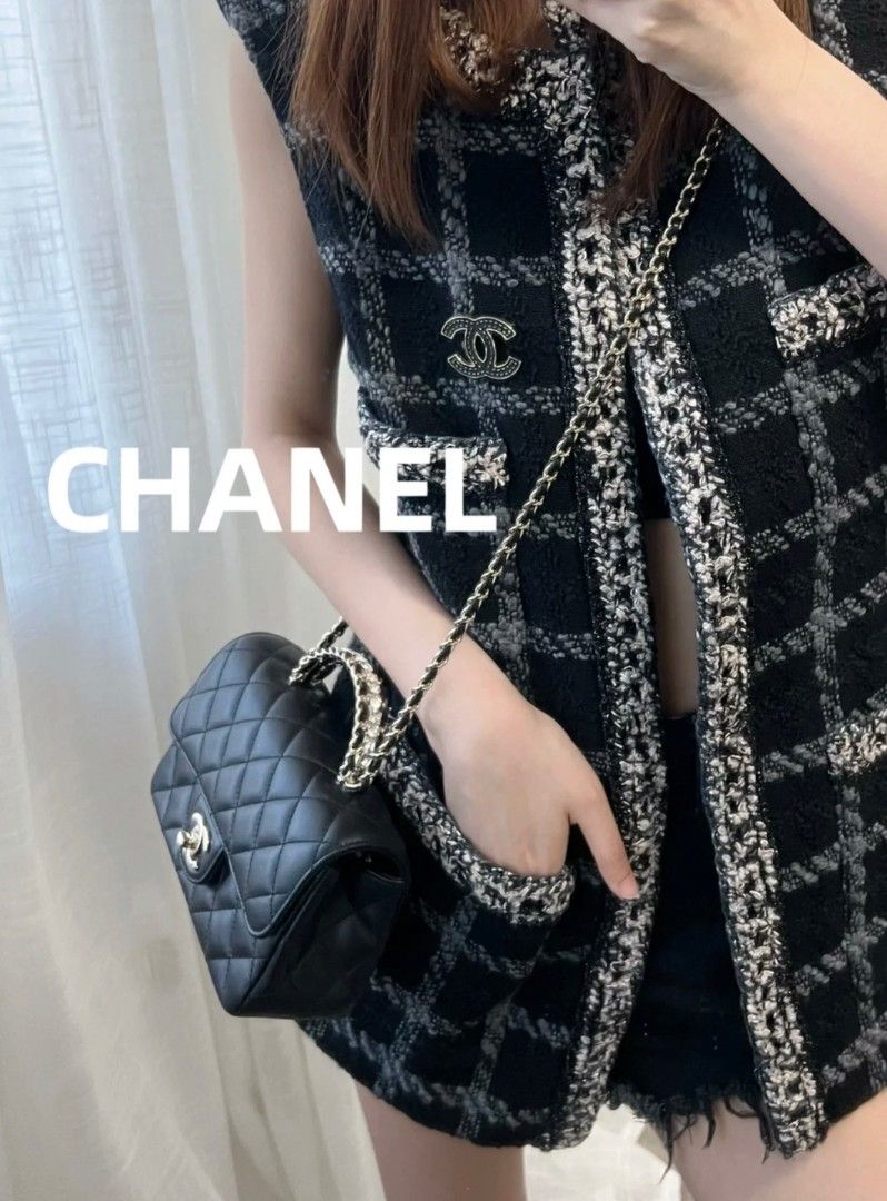 Chanel 23a mini top handle crystal classic Flap Bag, Luxury, Bags & Wallets  on Carousell