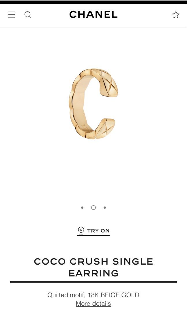 CHANEL 18K Beige Gold Coco Crush Single Ear Cuff Earring 1293603