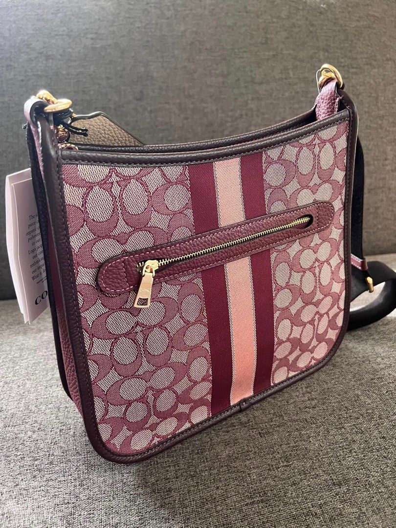Coach CA195 Signature Jacquard Stripe Dempsey File Crossbody Bag