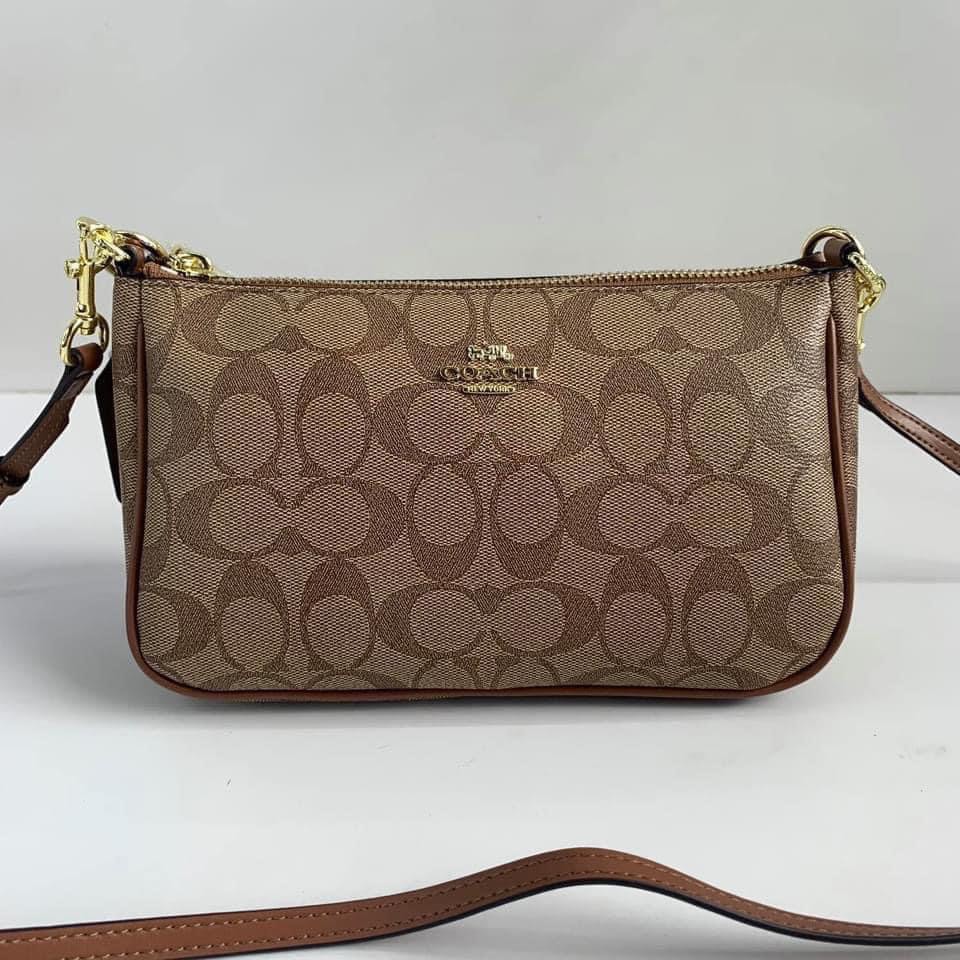 Coach Messico Top Handle Pouch in Signature (khaki), Women's Fashion ...
