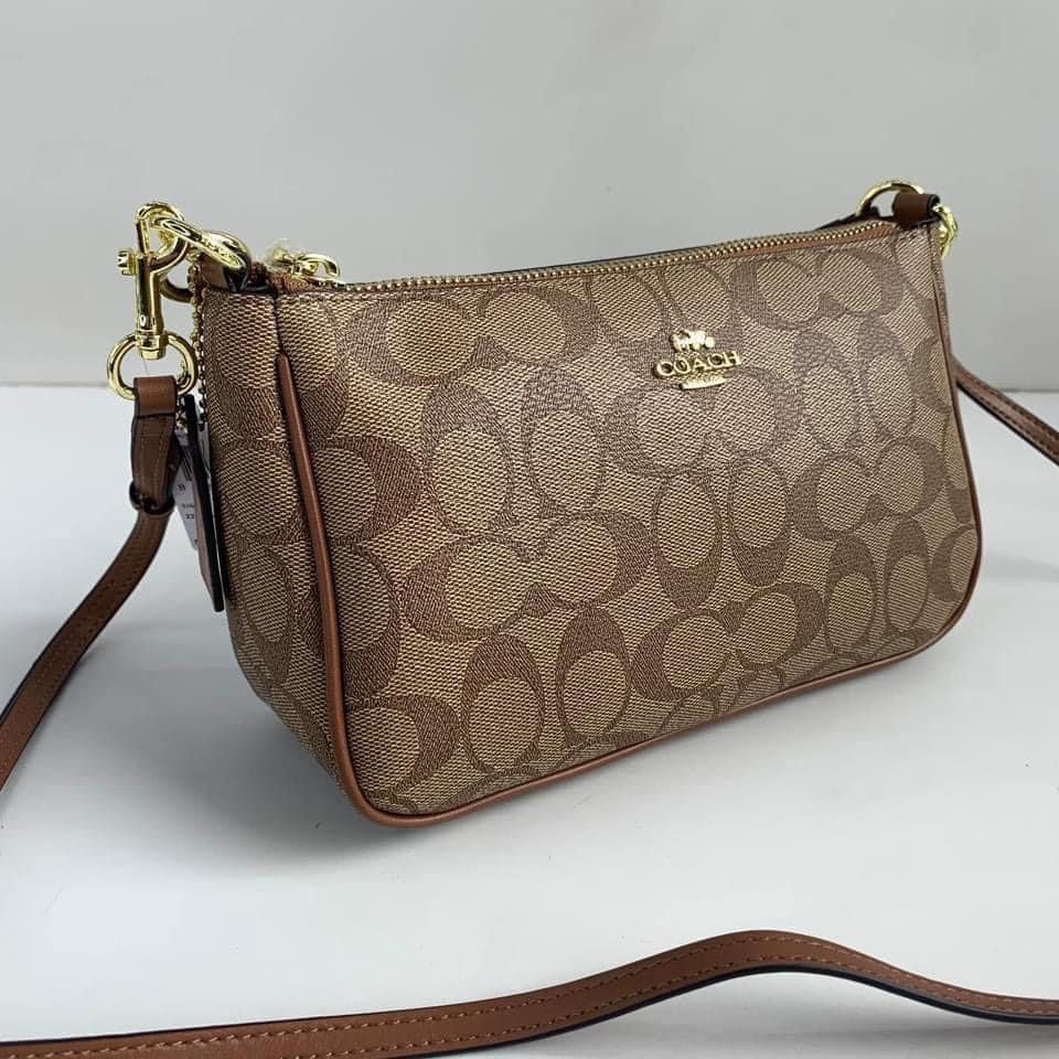 Coach Messico Top Handle Pouch in Signature (khaki), Women's Fashion ...