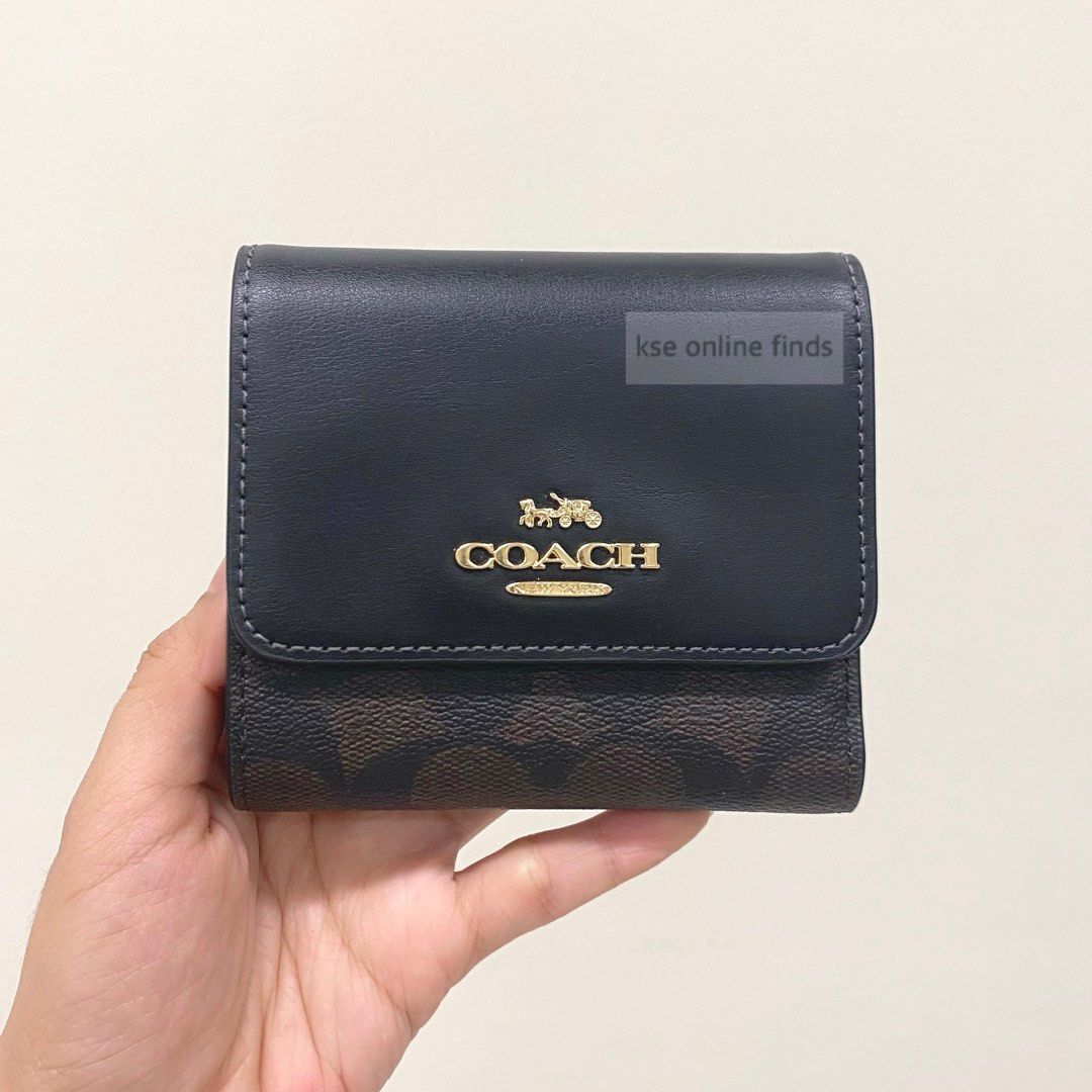 Coach Small Trifold Wallet, Luxury, Bags & Wallets on Carousell