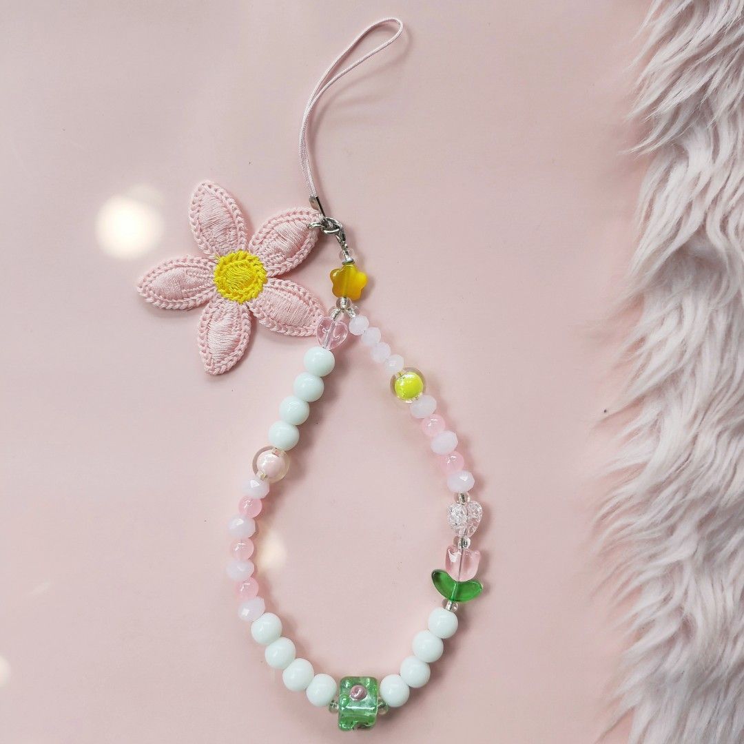 Tulip Phone Charm (Purple & Pink) (Category: Mounts & Holders) located in Manila. Submitted by thestylevixen (Listing ID 1233771842, Image 2). Description: - materials: glass crystals, glass beads, Murano, acrylic beads, crochet flower - wrist diameter size: 22cm - flower size: 4.5cm wide #tulip #phonecharm #tulipphonecharm #phonestrap #cutecharm #flowerstrap #handmade #accessories #pinkcharm.