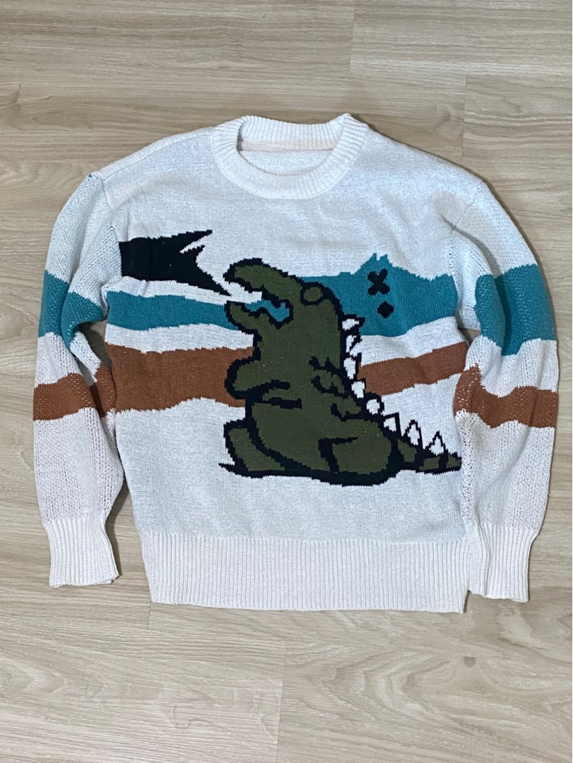 dino sweater, Men's Fashion, Tops & Sets, Hoodies on Carousell