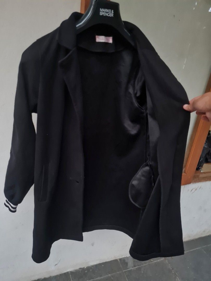 DUO DUO Aeroplane of Idiots Longline Varsity Jacket, Fesyen Wanita
