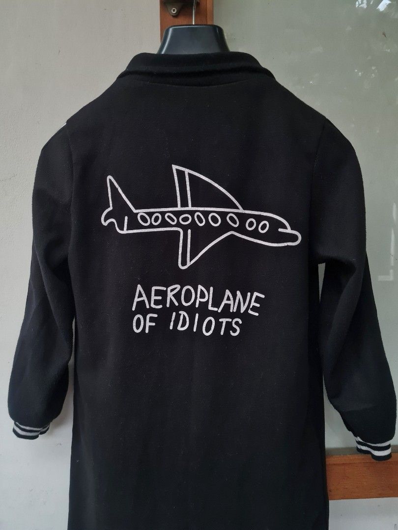 DUO DUO Aeroplane of Idiots Longline Varsity Jacket, Fesyen Wanita