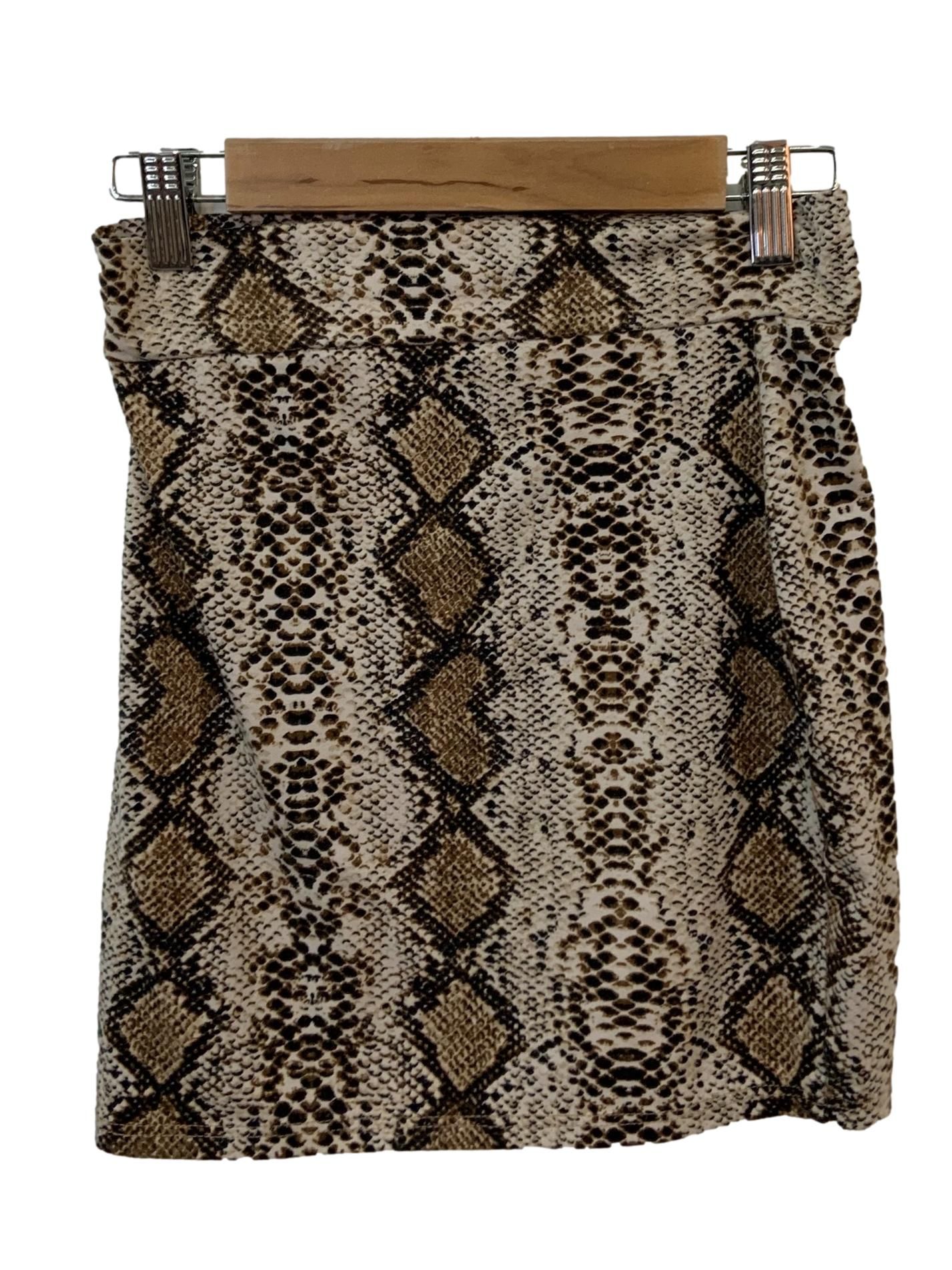 Fashion Nova Brown Snake Skin Mini Skirt