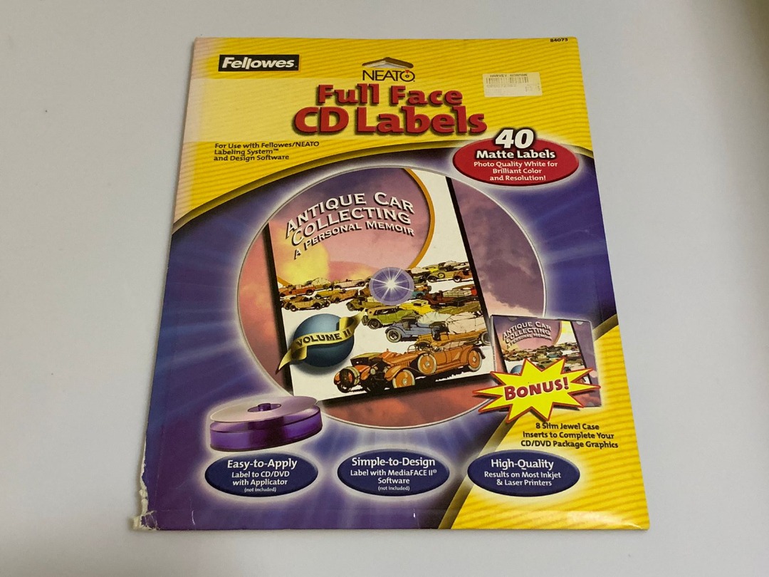 Fellowes Neato Full Face CD Labels (40 Matte Labels), Computers & Tech ...
