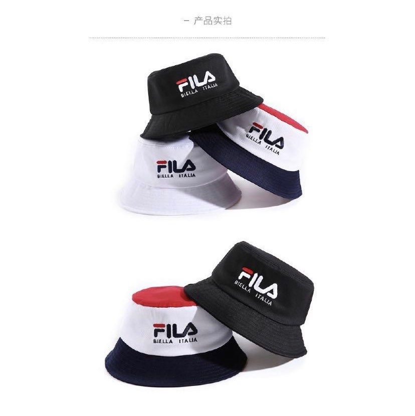 Fila Women Men Cotton Bucket Hat Fishing Sun Cap Hip Hop Hat