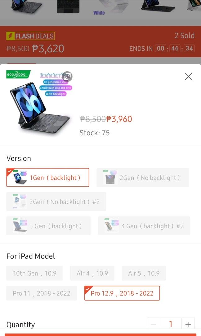 Goojodoq Ipad Pro 12.9 wireless Folio Bluetooth keyboard with touchpad (Category: Computer Keyboard) located in Muntinlupa City. Submitted by slaybabee (Listing ID 1233809419, Image 2). Description: Used a few times only Good as new.