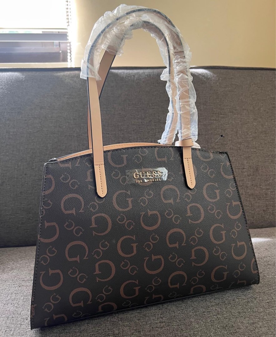 Guess Elisa Large Tote Bag in Natural Brown Multi on Carousell